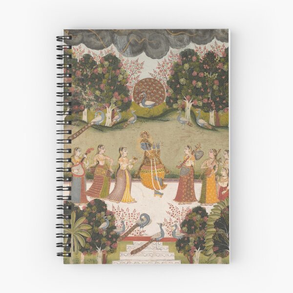 Item preview, Krishna Playing the Flute to Seven Gopis Holding Musical Instruments designed and sold by HinduArtGallery.