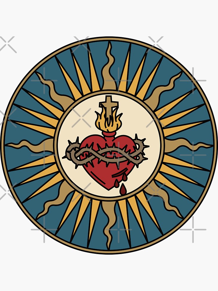 Thumbnail 3 of 3, Sticker, Sacred Heart of Jesus designed and sold by Beltschazar.