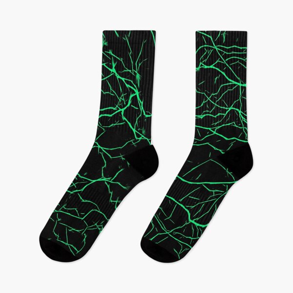 Item preview, Green Thunders, Bolts, Lightning on black pattern designed and sold by cool-shirts.