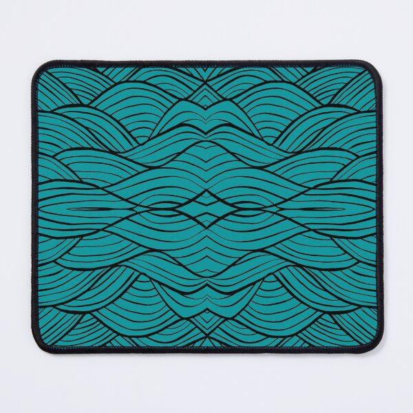 Item preview, Turquoise Blue Wave Drawing Abstract Optical Illusion Pattern designed and sold by bubblyshades.