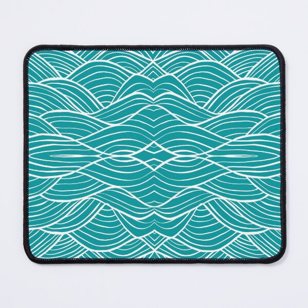 Item preview, Turquoise Blue Wave Drawing Abstract Optical Illusion Pattern designed and sold by bubblyshades.