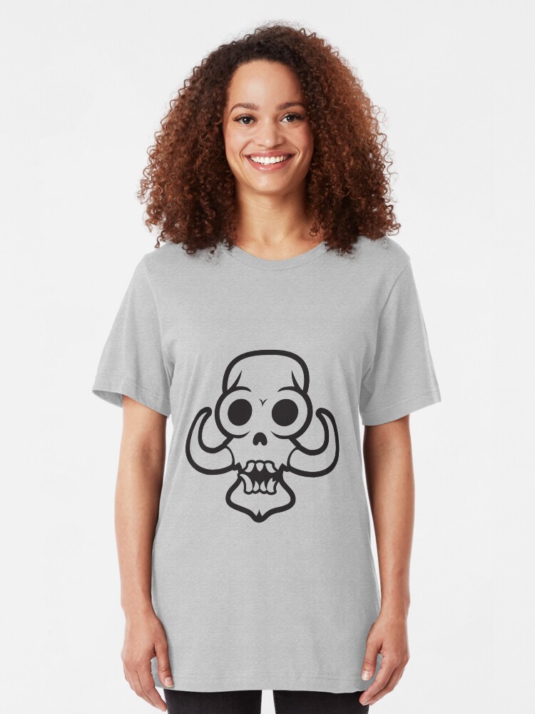 Alternate view of Monster skull with tusks out to here Slim Fit T-Shirt