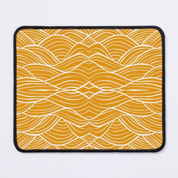 Item preview,  Mustard Yellow Wave Drawing Abstract Optical Illusion Pattern designed and sold by bubblyshades.
