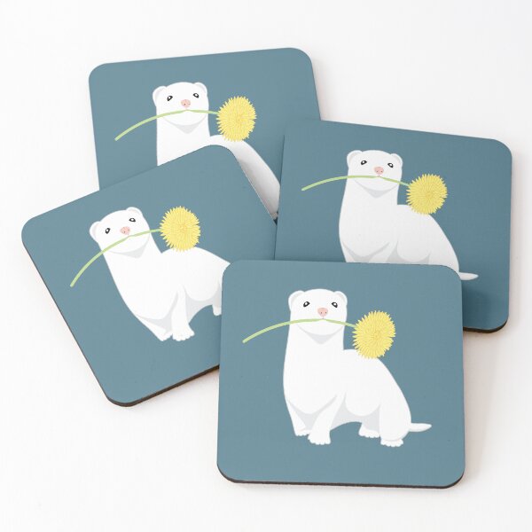 Item preview, White ferret with dandelion flower designed and sold by MarisG.