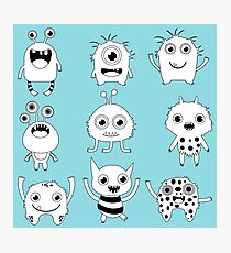 Black and white silly monsters Photographic Print
