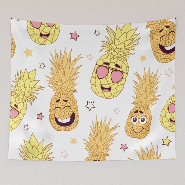 Item preview, Fun pineapple faces seamless designed and sold by Gurshnet68.