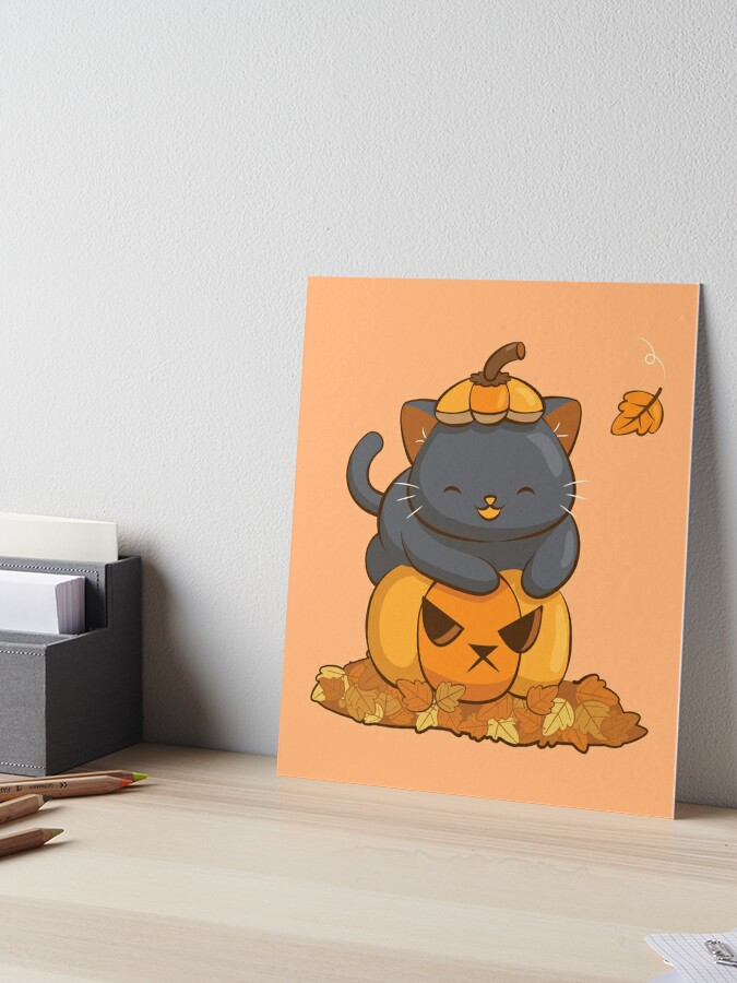 Halloween Black Cat on Pumpkin Cute Fall Season | Sticker