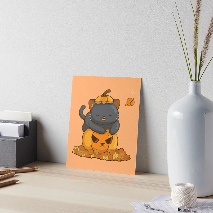 Halloween Black Cat on Pumpkin Cute Fall Season Sticker for Sale by Irene  Koh