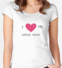 I Love My Lhasa Apso Heart Shirt For Dog Lovers Women's Fitted Scoop T-Shirt