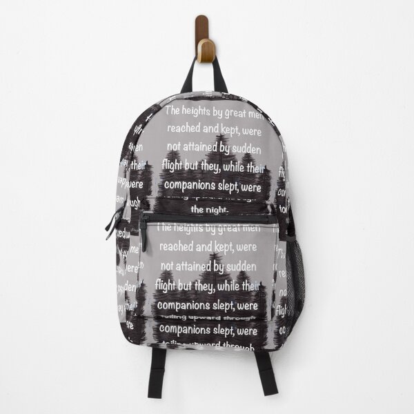 Item preview, Inspirational motivational affirmation quote on grey forest backdrop, The heights by great men reached and kept designed and sold by Artonmytee.