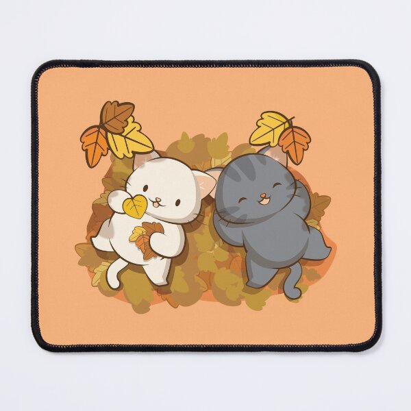 Item preview, Kawaii Cats and Fall Leaves Cute Cottagecore Aesthetic for Autumn designed and sold by Irene Koh.