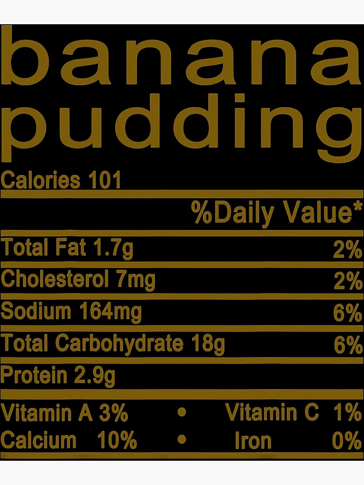 "Banana Pudding Nutrition Facts Label Thanksgiving Christmas" Poster by