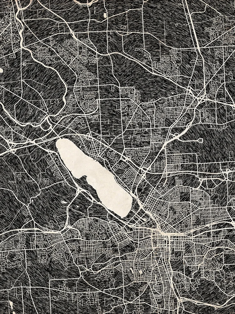 Aperçu 3 sur 3. Foulard avec l'œuvre Syracuse map New York Ink lines créée et vendue par InkMaps.