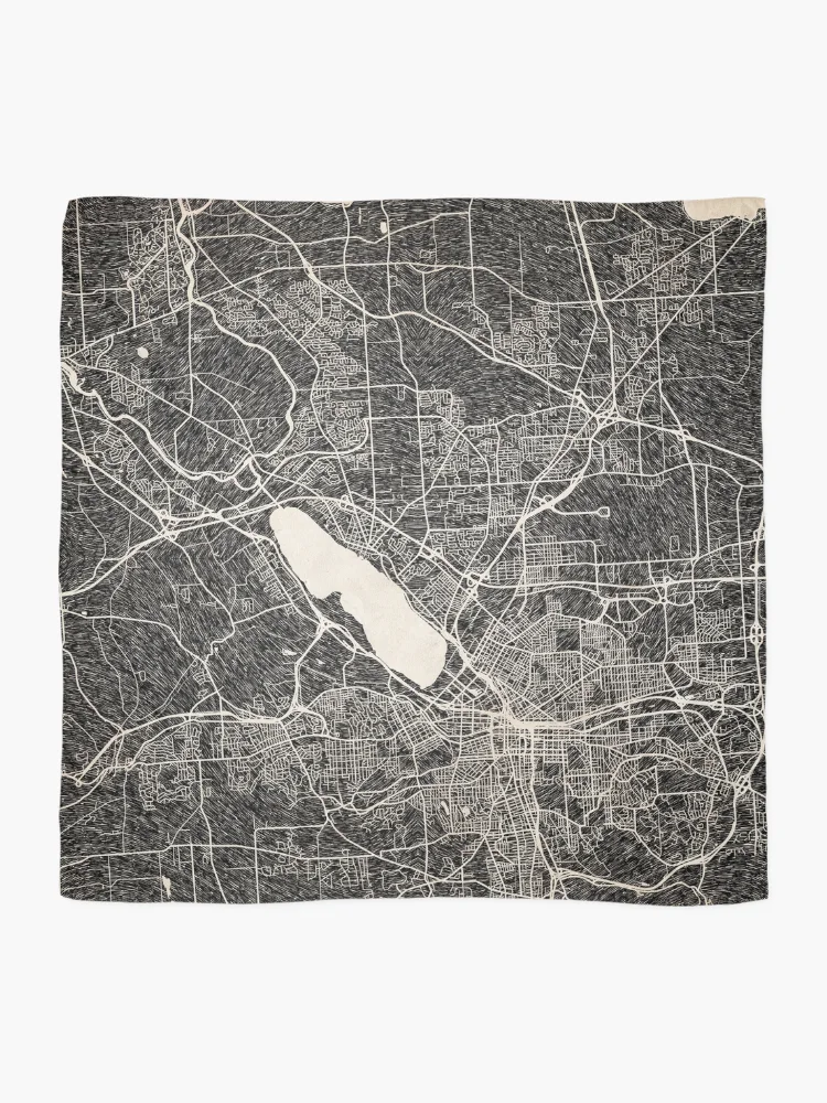 Aperçu 2 sur 3. Foulard avec l'œuvre Syracuse map New York Ink lines créée et vendue par InkMaps.