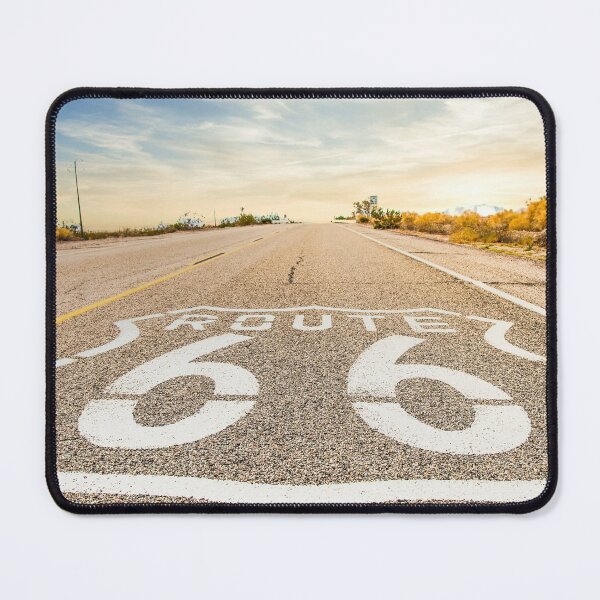 Item preview, Route 66 road sign with blue sky background. Classic concept for travel and adventure in a vintage way. designed and sold by Paolo Modena Photography    -   Fine Italian Art.