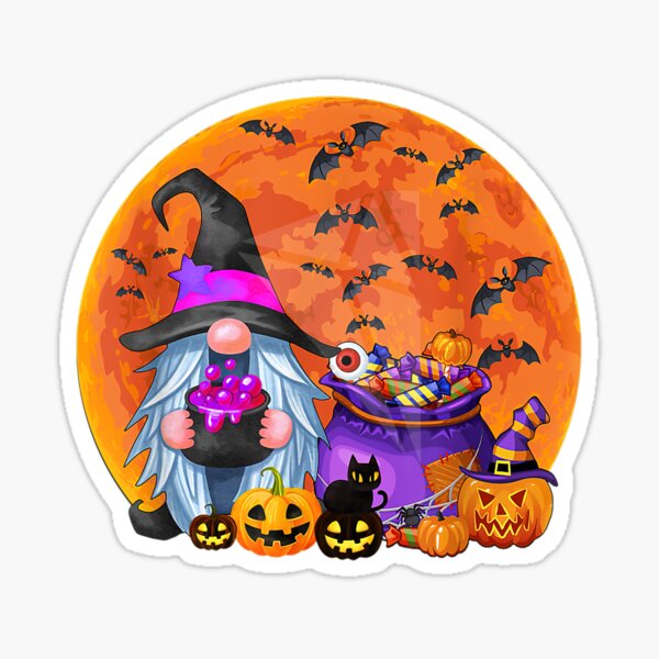 pumpkin autumn orange ghost witch Halloween Gnomes stickers purple spider