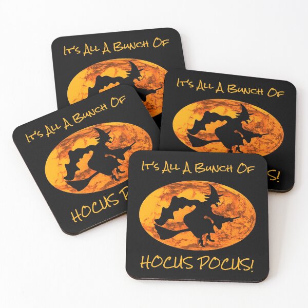 Item preview, It's All a Bunch of Hocus Pocus! With Picture of a Witch Riding a Broomstick Against a Pumpkin Sky Background designed and sold by FoxyParrot.
