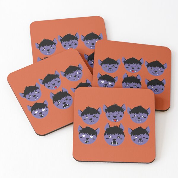 Item preview, Royal Purple & Burnt Orange Cute Werewolf Faces Pattern designed and sold by Jelly Turnip.