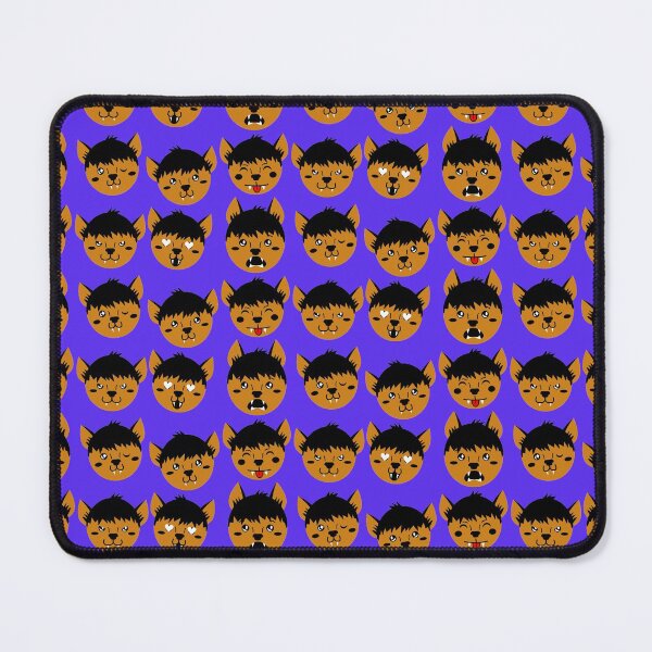 Item preview, Mustard & Violet Cute Werewolf Faces Pattern designed and sold by Jelly Turnip.