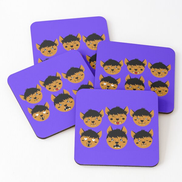 Item preview, Mustard & Violet Cute Werewolf Faces Pattern designed and sold by Jelly Turnip.