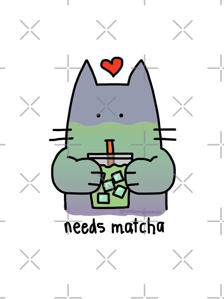 Artwork view, Iced Matcha Cat designed and sold by cartoongoddess