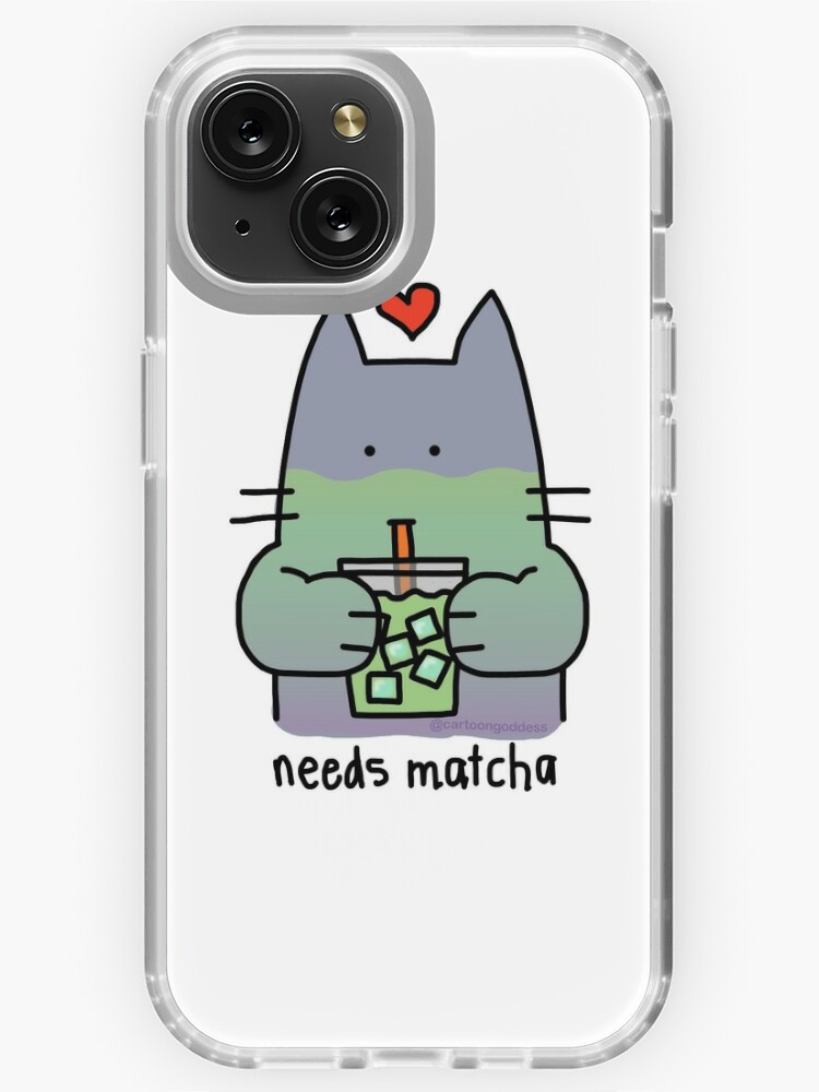 Thumbnail 1 of 5, iPhone Case, Iced Matcha Cat designed and sold by cartoongoddess.