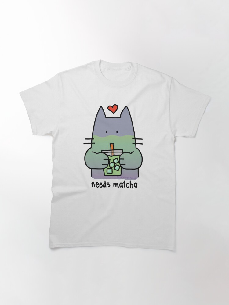 Classic T-Shirt, Iced Matcha Cat designed and sold by cartoongoddess