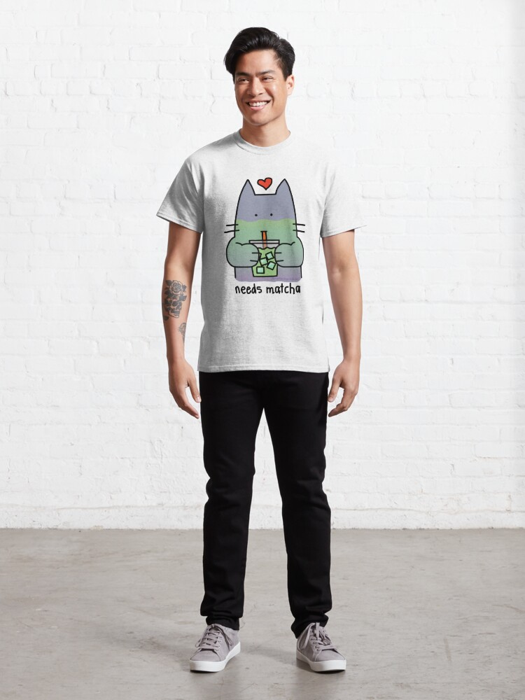 Classic T-Shirt, Iced Matcha Cat designed and sold by cartoongoddess