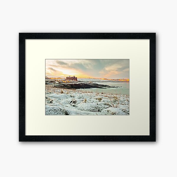 Newquay Headland Snow Framed Art Print