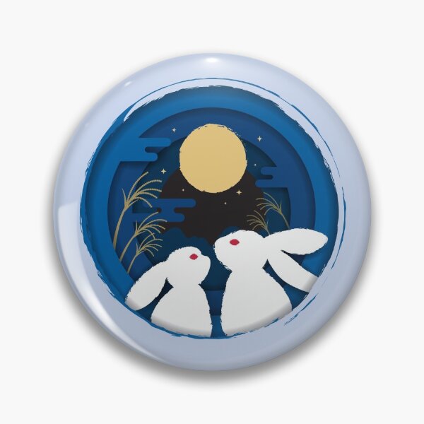 Item preview, Mid-autumn festival - rabbits moon viewing illustration designed and sold by TinyDoz.
