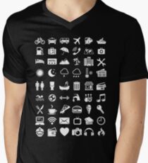 Travel Icons Language (White) V-Neck T-Shirt