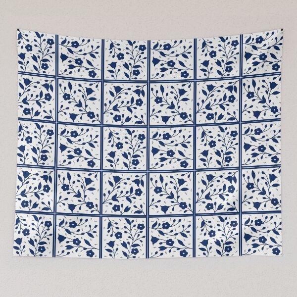 Item preview, Blue and White Floral Tiles designed and sold by ArabicMerch.