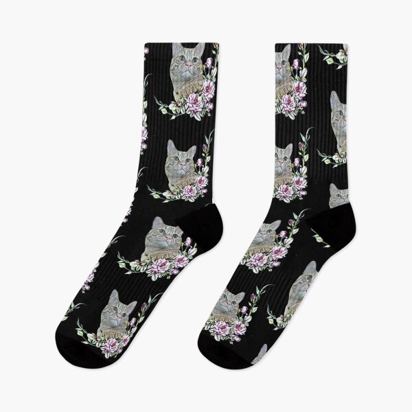 Item preview, digital ginger cat portrait with flowers designed and sold by Cyberomiz.