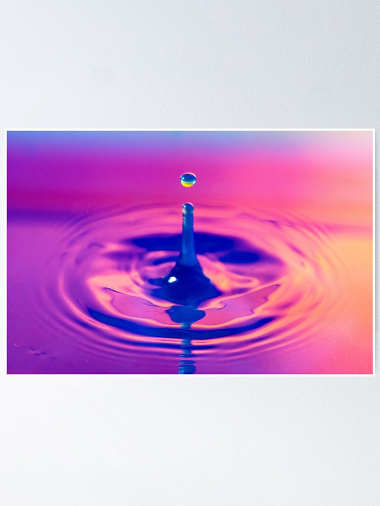 Wonderful Blue Purple and Pink Colors. Incredible Water Droplets Poster