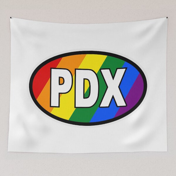Item preview, PDX Gay Portland Oregon OR Pride Flag Oval Bumper Sticker designed and sold by cangurojoe.