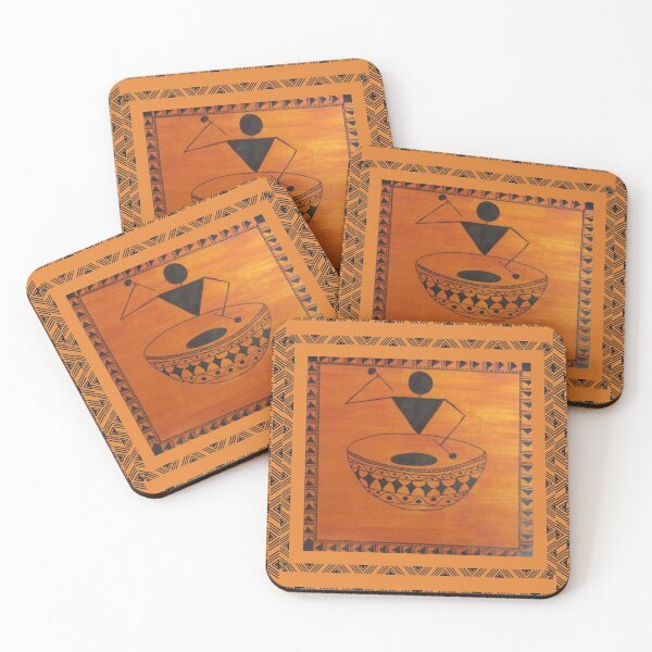 Item preview, Warli FolkArt Drum Man Painting designed and sold by Dream Bloom Gallery.