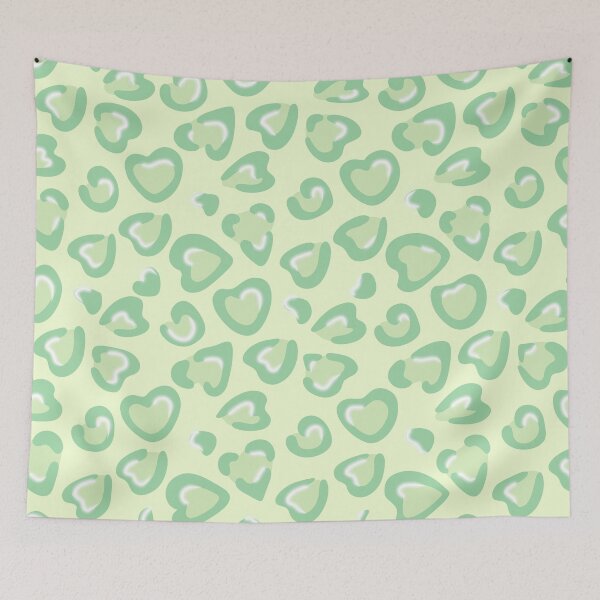 Item preview, Leopard pattern in hearts in shades of green with glow lines designed and sold by rheabhargava.