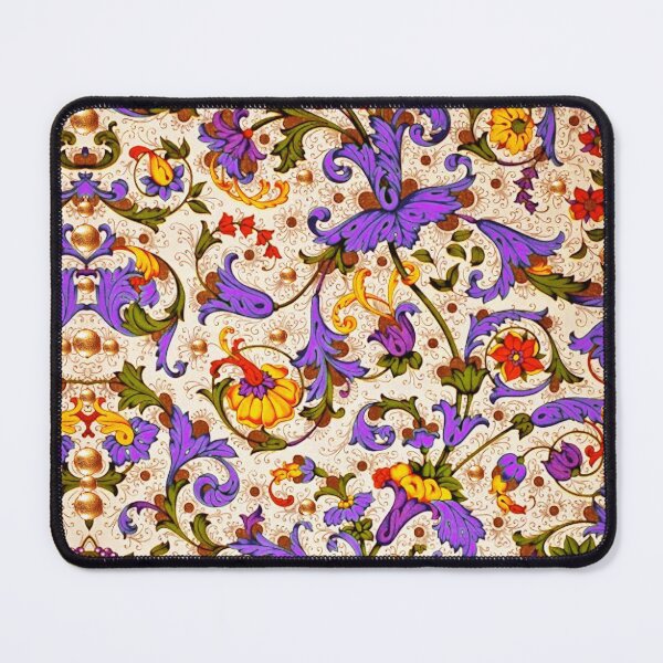 Item preview, FLORENTINE RENAISSANCE FLORAL Gold Yellow Purple Flowers,Swirls,Fruits, Leaves designed and sold by BulganLumini.
