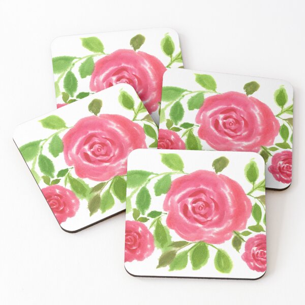 Item preview, Pink Roses With Leaves Illustration designed and sold by galleasstudio.
