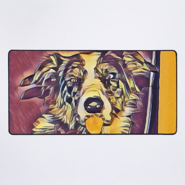 Sleepy Collie In Retro Pop Desk Mat