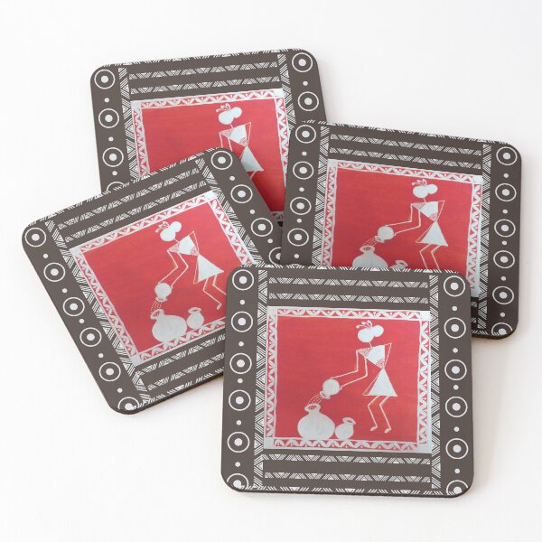 Item preview, Warli FolkArt of Lady Water Pour designed and sold by Dream Bloom Gallery.