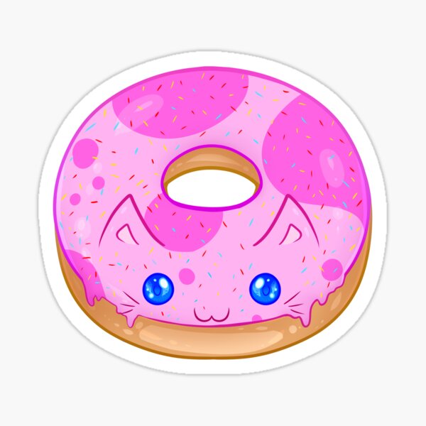 Kawaii Strawberry Kitty Donut Sticker