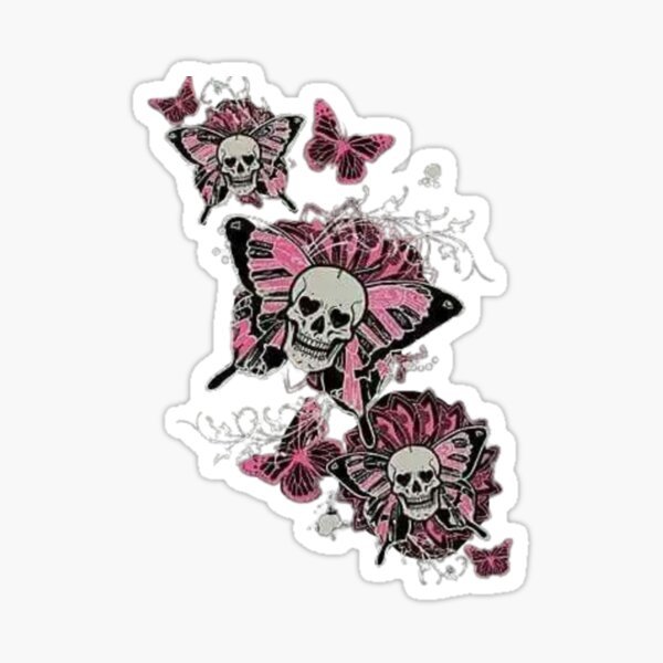 PINK BUTTERFLY SKULL! Sticker