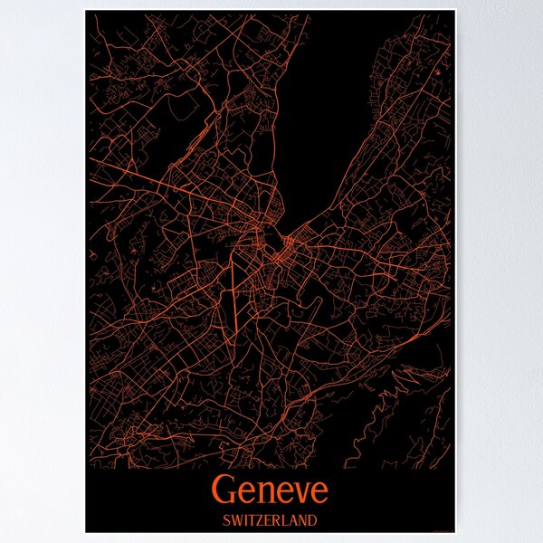 Item preview, Geneve City Map Black Orange designed and sold by Ermland-LabeL.