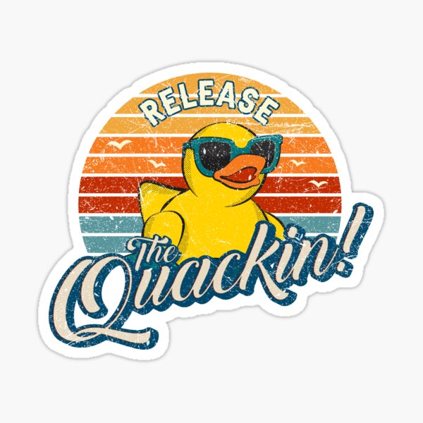 Aperçu de l'œuvre Libérez les drôles de canards en caoutchouc jaunes de Quackin Ducky Duckling créée et vendue par MintaApparel.