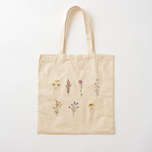 Wildflowers Cotton Bag Pink Shoulder Tote