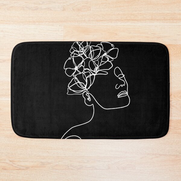 Item preview, Black And White Continuous Line Art Female Flower Portrait designed and sold by artsandsoul.