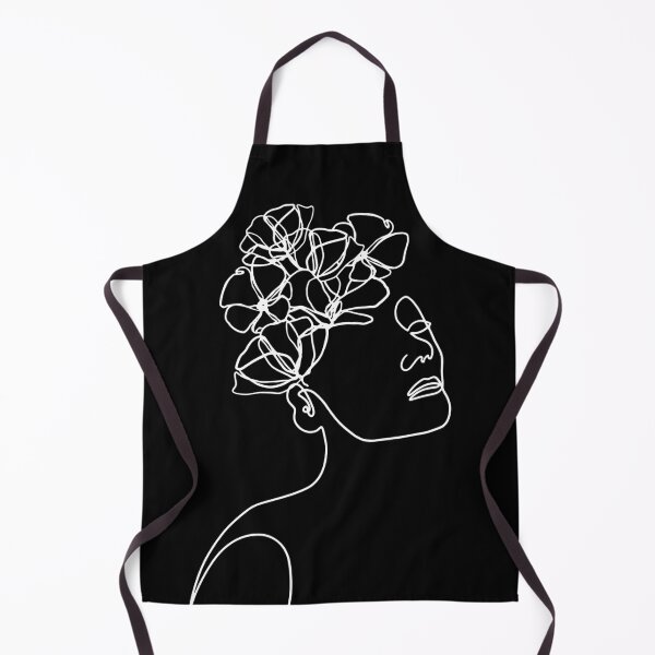 Item preview, Black And White Continuous Line Art Female Flower Portrait designed and sold by artsandsoul.