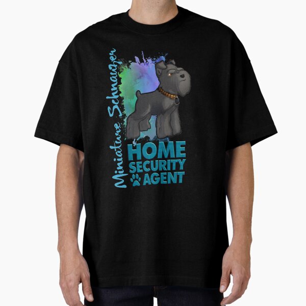 Miniature Schnauzer Dog Natural Ears as Home Security Black Oversized T-Shirt