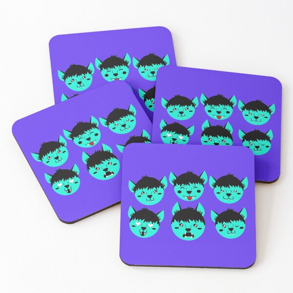 Item preview, Teal & Violet Cute Werewolf Faces Pattern designed and sold by Jelly Turnip.